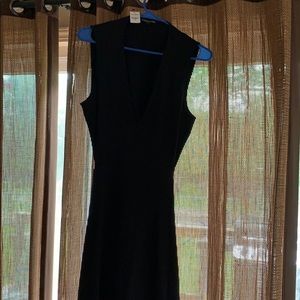 Express Long Black V-neck Open Back Dress- Large